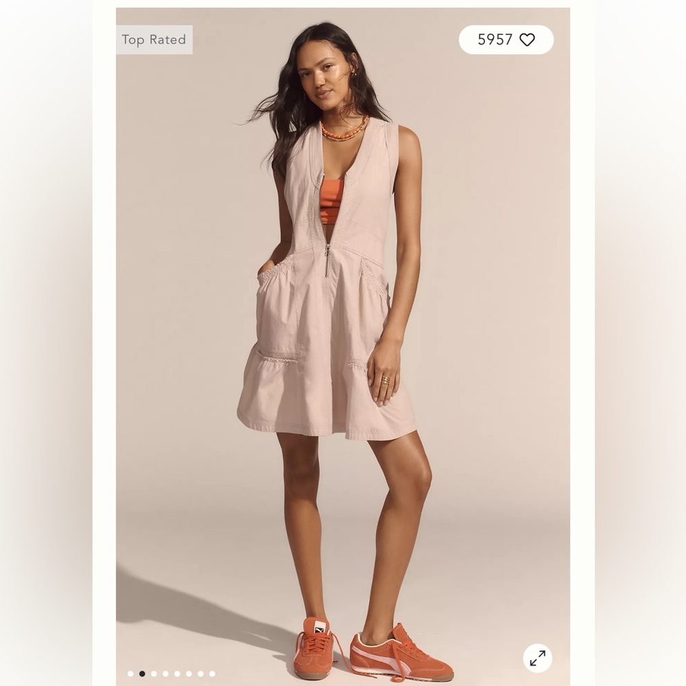 Anthropologie Light Pink Sleeveless Midi Dress with Zipper